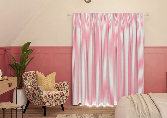 Lace Stripes, Lipstick Pink - Made to Measure Curtains - Image 7